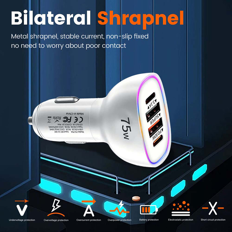 75W Multiple Port Car Charger  - Fast Ev Charger recension och pris